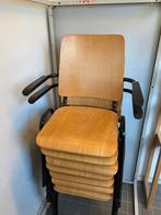 8 Vintage Schoolstoelen met Armleuningen, Huis en Inrichting, Ophalen, Gebruikt, Bruin, Vijf, Zes of meer stoelen