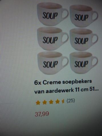 6 nieuwe grote soepkommen soepkoppen soup beschikbaar voor biedingen