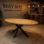 Eettafel Ovaal vlak blad Mango 210 Direct/Leverbaar E-7230, Huis en Inrichting, Tafels | Eettafels, #Eettafel#Verjongd#Ovaal#Mango#Vlak#Kruispoot
