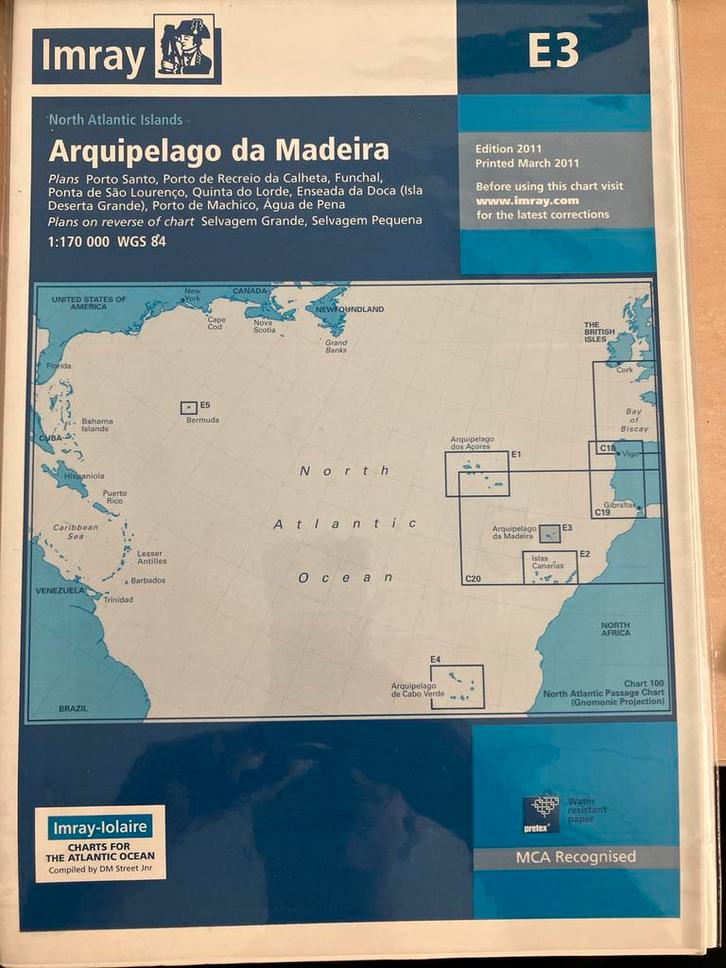Imray Zeekaart Madeira E3 (2011), Watersport en Boten, Navigatiemiddelen en Scheepselektronica, Gebruikt, Ophalen of Verzenden