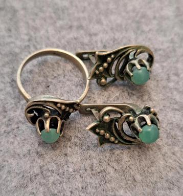 Chrysopraas Ring & Oorbellen Set beschikbaar voor biedingen