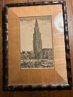 Antieke ets Martinitoren Groningen met markt, Antiek en Kunst, Ophalen