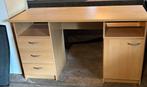 Net bureau 140x58 met laden en kastje, 77 cm hoog, Ophalen, Gebruikt