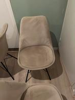 Eetkamerstoelen taupe met zwart metalen onderstel, Ophalen, Gebruikt, Overige kleuren, Vier