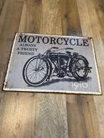 Motorcycle always a trusty friend ijzer reclame bord., Verzamelen, Ophalen, Zo goed als nieuw, Reclamebord