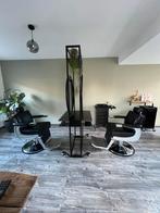 Kappers kap tafel met 2 barberstoelen zwart