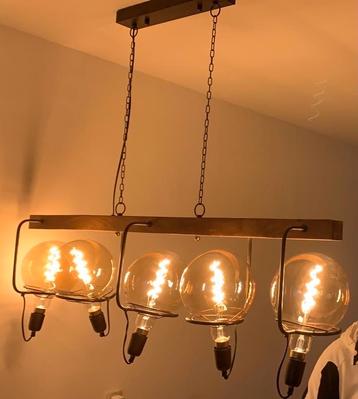 Industriële hanglamp met glazen bollen beschikbaar voor biedingen