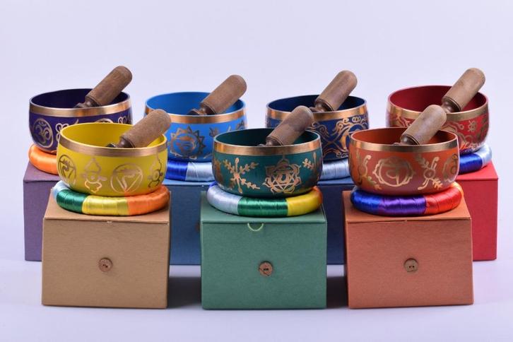 7 Tibetaanse Chakra klankschalen, Muziek en Instrumenten, Percussie, Nieuw, Overige soorten, Ophalen of Verzenden