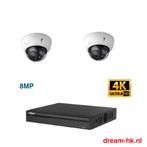 8MP Dahua IP POE camera set/4CH NVR+2x cameras(met zoom), Ophalen of Verzenden, Nieuw, Buitencamera