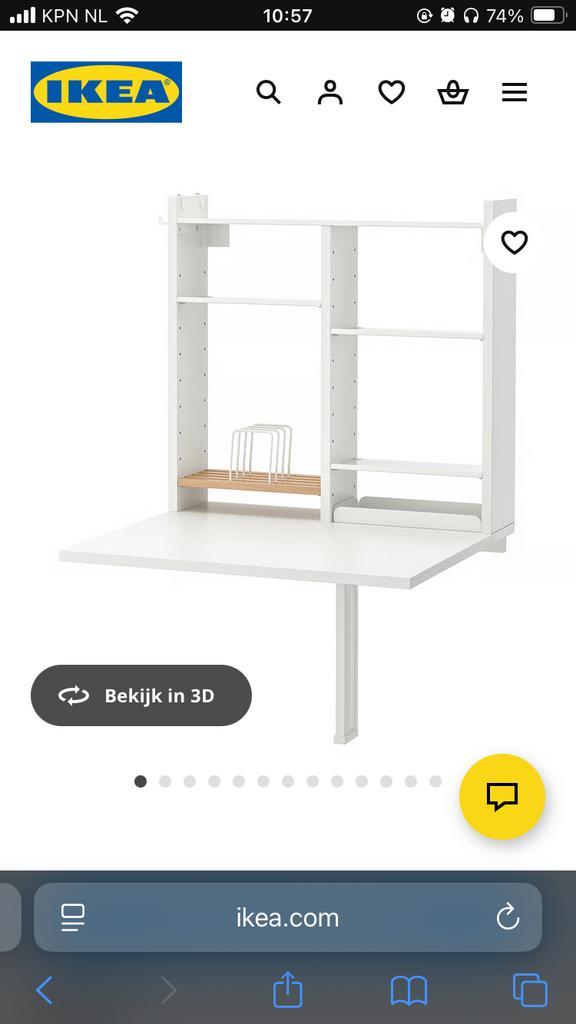 Ikea Norberg Wandkast - Ruimtebesparend!, Huis en Inrichting, Bureaus, Zo goed als nieuw, Bureau, In hoogte verstelbaar, Ophalen