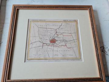 Oude kaart Leeuwarden 1867, ingelijst beschikbaar voor biedingen