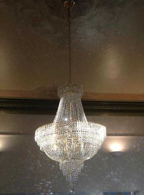 Kristal zakkroonluchter goud / zilver kroonluchter - winkel, Huis en Inrichting, Lampen | Kroonluchters, Nieuw, Ophalen of Verzenden