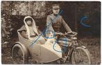 Motor met zijspan militair vrouw hond, Ophalen of Verzenden, Voor 1920, Gelopen, Overige thema's