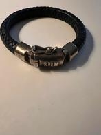 Silk Zilveren Armband met Donkerblauw Leer, Ophalen of Verzenden, Nieuw, Blauw, Zilver