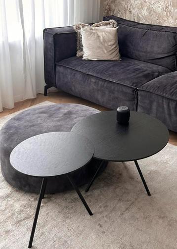 Merk zwart Salontafel set, 2 tafels en poef. beschikbaar voor biedingen