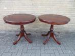 Set v 2 grote ronde mahoniehouten tafel driepoot bijzettafel, Antiek en Kunst, Ophalen