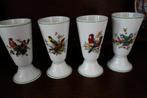 4 drinkbekers porcelaine FRELON 36320 Villedieu , vogeldecor, Ophalen of Verzenden, Nieuw, Porselein, Overige typen