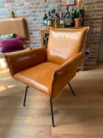 4 leren eetkamerstoelen Jess Design Sanne cognac, Huis en Inrichting, Stoelen, Gebruikt, Bruin, Ophalen of Verzenden, Metaal