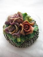 Broche Zilverklr Uitgewerkte Rozen Verschillend Kleuren Vint, Ophalen of Verzenden, Overige materialen, Broche