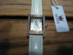 horloge Olevs met wit leer bandje en strass steentjes 21cm, Sieraden, Tassen en Uiterlijk, Horloges | Dames, Overige merken, Leer
