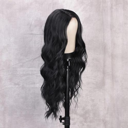 Zwarte Lange Golvende Pruik Zwart Haar Haren Dames Vrouwen, Sieraden, Tassen en Uiterlijk, Uiterlijk | Haarverzorging, Nieuw, Pruik of Haarverlenging
