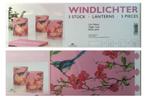 Cedon windlichtjes (3 stuks) met vogeltjes roze, Nieuw, Ophalen of Verzenden