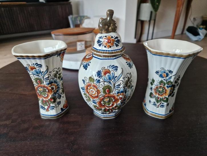 Mooie vazen set - Delfts Polychroom Holland, Antiek en Kunst, Antiek | Vazen, Ophalen