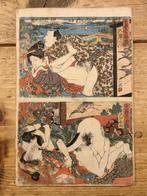 Antieke Japanse shunga houtblok prent, Antiek en Kunst, Verzenden