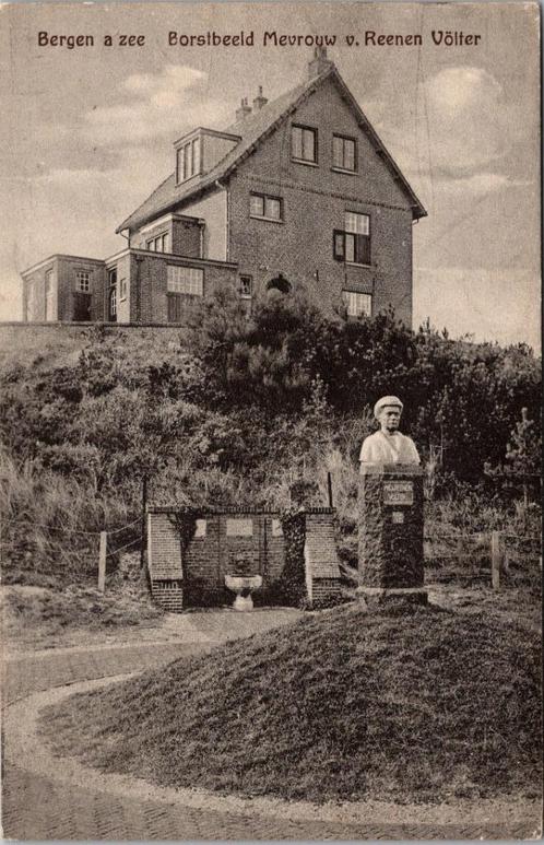 Bergen aan Zee - Borstbeeld mevrouw van Reenen Volter, Verzamelen, Ansichtkaarten | Nederland, Gelopen, Noord-Holland, 1940 tot 1960