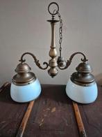 Antieke plafondlamp met opaline glas periode 1900, Ophalen, Zo goed als nieuw, Glas