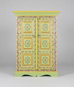 Vintage handbeschilderde mango houten meidenkast linnenkast, Ophalen of Verzenden