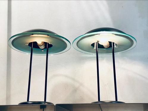 Vintage Tafellamp Herda Jaren '80 x 2, Huis en Inrichting, Lampen | Tafellampen, Zo goed als nieuw, Minder dan 50 cm, Glas, Ophalen of Verzenden
