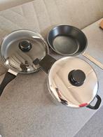 Pannenset - 3 pannen van diverse merken, Ophalen, Gebruikt, Pannenset, Rvs