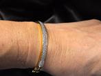 Goud op zilver design slavenarmband met zirkonia's. 2026/57.