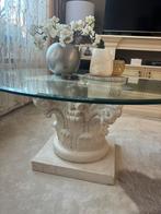 sierlijke salontafel van steen & glas, Huis en Inrichting, Tafels | Sidetables, Gebruikt, 100 tot 150 cm, Ophalen of Verzenden