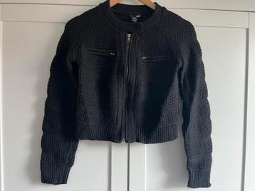 Zwart gebreid crop vest maat xs kort vestje gebreid jasje beschikbaar voor biedingen