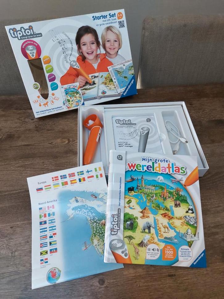 Tiptoi Starter Set Wereldatlas, Kinderen en Baby's, Speelgoed | Educatief en Creatief, Gebruikt, Taal en Lezen, Ontdekken, Met geluid