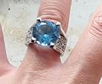 Zilveren (925) ring met zirkonia, Blauw, Zo goed als nieuw, Verzenden