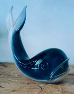 Vintage murano glazen walvis Blauw/wit, Ophalen
