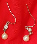 Oorbellen hangers nep parel nep kristal sieraden accessoires, Verzenden, Zo goed als nieuw, Zilver, Hangers