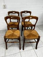 4 antieke boerenstoeltjes, Huis en Inrichting, Stoelen, Ophalen, Riet of Rotan, Vintage, antiek, rustiek, Bruin