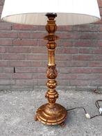 Retro antieke schemerlamp met nette lampenkap. 90 cm. hoog., Gebruikt, KLassiek, Onbekend, Hout