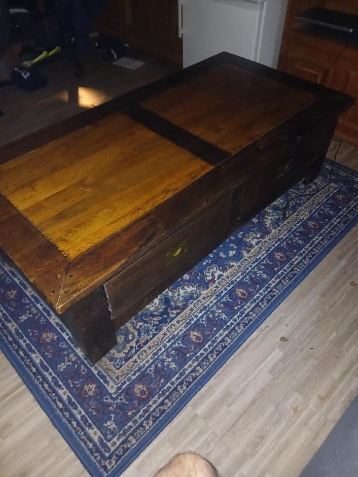 salontafel, Huis en Inrichting, Tafels | Salontafels, Gebruikt, Minder dan 50 cm, 50 tot 100 cm, 100 tot 150 cm, Rechthoekig, Eikenhout