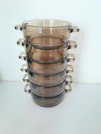 Vintage Soepkommen arcoroc smoke glas 6 stuks, Ophalen of Verzenden, Glas, Overige stijlen, Kom(men)