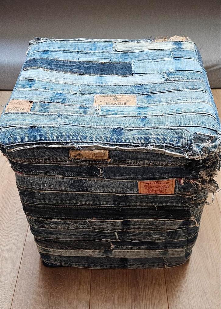 Poef, spijkerstof Poef, katten poef, krabpaal, Huis en Inrichting, Woonaccessoires | Kisten, Gebruikt, Minder dan 50 cm, Minder dan 50 cm
