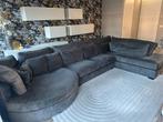 Loungebank/U-bank, velours antraciet, 420 cm, Ophalen, Hoekbank, 300 cm of meer, Zo goed als nieuw