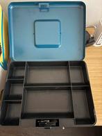 Grote blauwe geldkist met vakken, Ophalen, Gebruikt, Metaal, Minder dan 50 cm