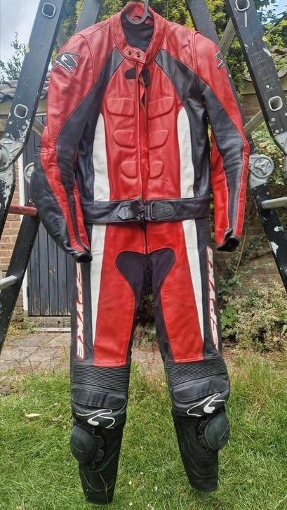 Spyke tweedelig leren motorpak maat 50, Motoren, Kleding | Motorkleding, Combipak, Heren, Tweedehands, Ophalen of Verzenden