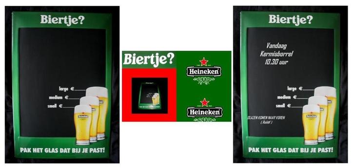 Heineken bord Biertje pak het glas dat bij je past, Verzamelen, Biermerken, Nieuw, Reclamebord, Plaat of Schild, Heineken, Ophalen of Verzenden