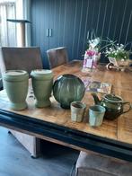 Mooie groene set 7.50, Tuin en Terras, Bloempotten, Ophalen, Zo goed als nieuw, Rond, Minder dan 25 cm